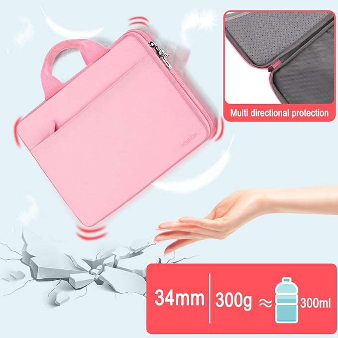 Hseok Laptop Case 13.3-14 inch Sleeve, TSA Computer Handbag Water-Resistant and Shockproof Bag Compatible with MacBook Pro/Neo 14", Mac Air/Pro 13.3" and 13"-14" Notebooks Chromebooks,Pink
