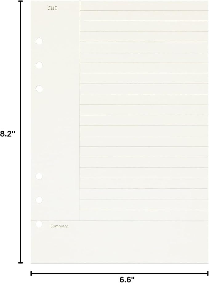 Zelten 1 Pack A5 45 Sheets/90 Pages Connell Loose Leaf Punched Paper Refills Paper for 6 Hole Binder Personal Organizer Diary Notebook Refillable Planner