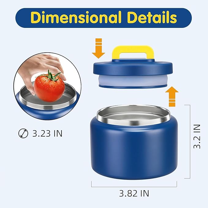 JXXM 8 Oz Thermo Food Jar for Hot & Cold Food for Kids, Insulated Lunch Containers Hot Food Jar,Leak-Proof Vacuum Stainless Steel Wide Mouth Lunch Soup Thermo for School (BLUE-Pure)