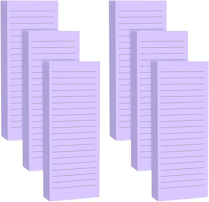 Magnetic Notepads Note Pads for Fridge with Full Magnet Back, 180 Sheets Purple Lined Refrigerator Notepad, 30 Sheets Per Pad for Grocery List, Shopping List, Office, Home, To-Do Lists & Memos