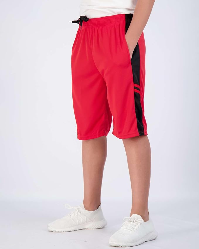 Real Essentials 5 Pack: Boys' Mesh Basketball Athletic Shorts with Pockets – Teen Kids Youth Quick Dry Soccer Running Gym