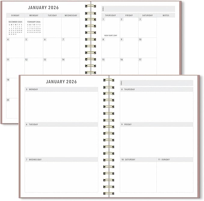 Sweetzer & Orange 2026 Planner – 6" x 8.25" Dated Daily, Weekly & Monthly Calendar Planner – January to December 2026 – Tiramisu Design with Motivational Stickers, Gold Spiral & Sturdy Paper