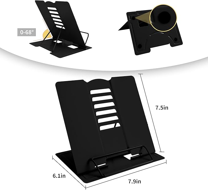 Camelmother Metal Book Holder Adjustable Book Stand for Reading