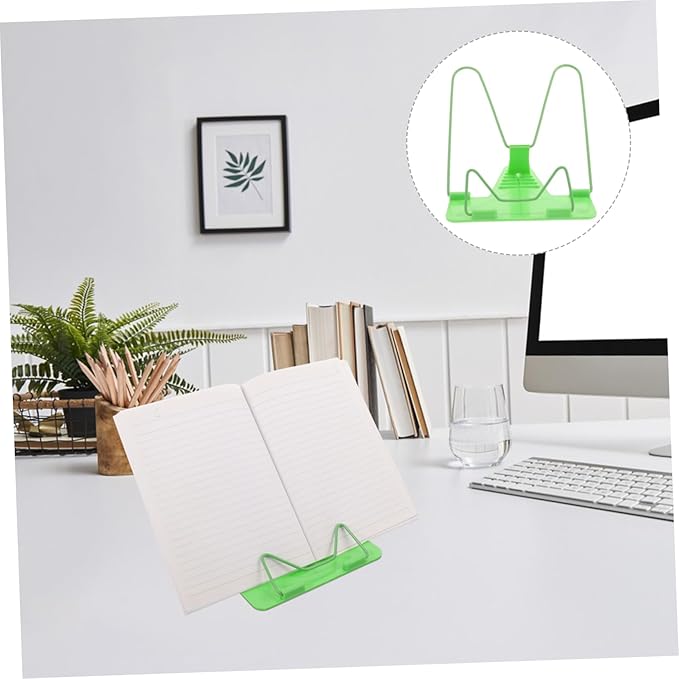 Holibanna 2pcs Adjustable Multi-Purpose Reading Book Stand Book Support Bracket for Home Study Lightweight and Portable Green Prevents Reading Myopia Smooth Angle