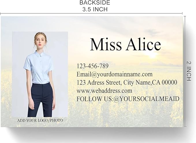 Customized Name Cards 500 PCS, Customized Design with Picture Texture All Business Designs cards No Additional Charge (Color-L)