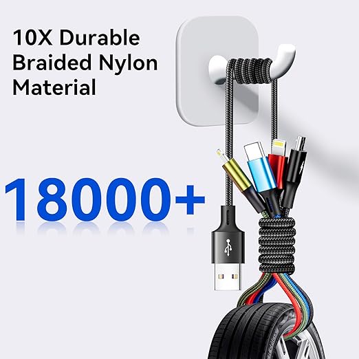 Multi Charging Cable, [2Pack 6Ft] 4 in 1 Braided Multi Fast Charging Cord, Multiple Charger USB Cable Adapter IP/Type C/Micro Port for Cell Phones,iPhone Series, Tablets, Samsung Galaxy, PS & More