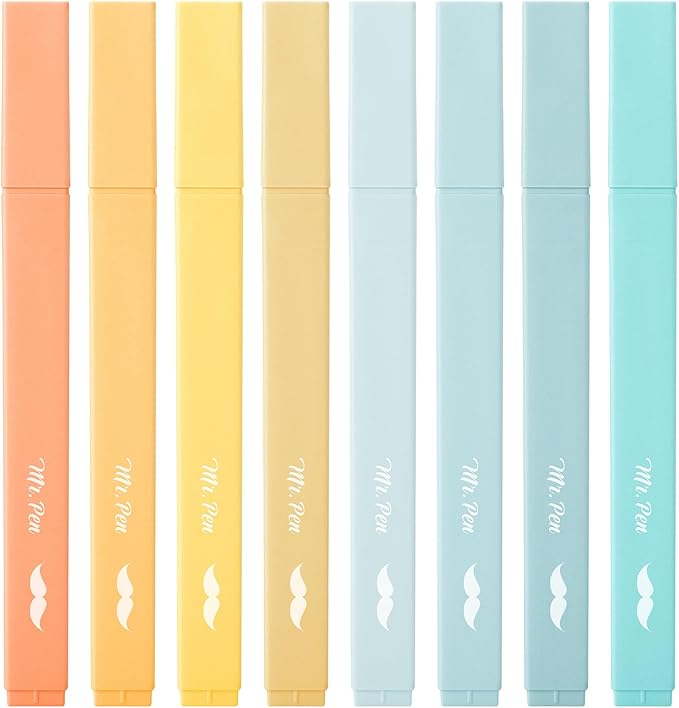Mr. Pen- Aesthetic Highlighters No Bleed, 8 Pack, Pastel Colors, Chisel Tip, Cute Highlighters Assorted Colors for Journaling, Highlighting, Underlining, Fast Dry, Back to School Supplies