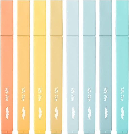 Mr. Pen- Aesthetic Highlighters No Bleed, 8 Pack, Pastel Colors, Chisel Tip, Cute Highlighters Assorted Colors for Journaling, Highlighting, Underlining, Fast Dry, Back to School Supplies