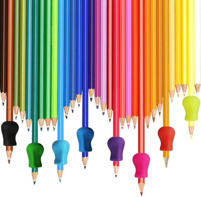 10 Pieces Silicone Soft Pencil Finger Grips Holder Writing Correction Random Color
