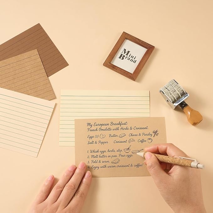 100 Sheets Colored Ruled Note Cards Index Cards, 250 GSM Heavy Flashcards, 5 Colors (5 Brown, 4x6)
