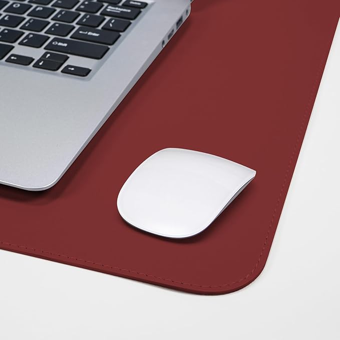 AFIING Cork Desk Mat 31.5" x 17", Waterproof Dual-Sided Cork & PU Leather Desk Pad, Non-Slip Desk Protector for Home Office, Workspace Setup & Gaming (Red)