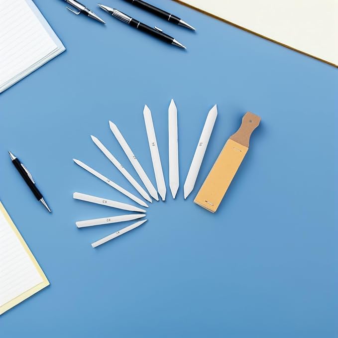 NIYANGLE Artist Blending Stumps Set with Sandpaper Board for Drawing Charcoal Pencils Pastels Sketching Tools Kit for Smooth Shading Blending and Precise Control in Art Supplies