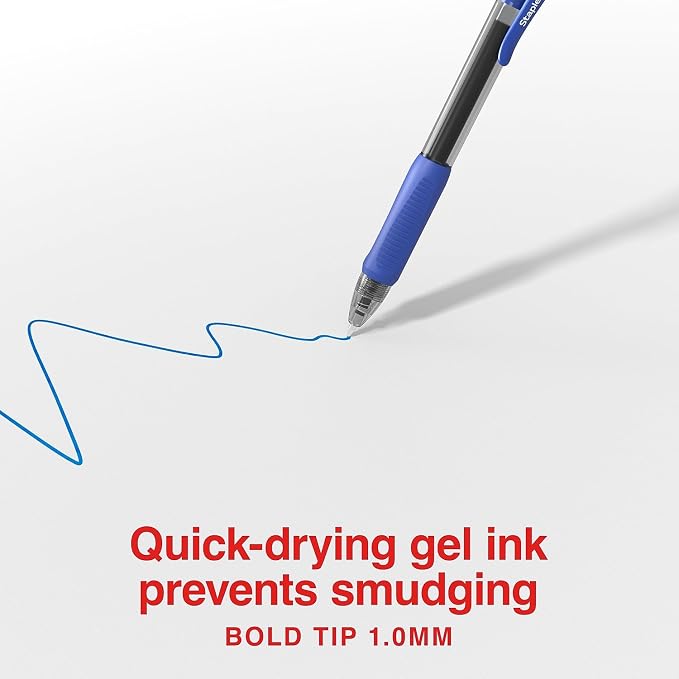 Staples ProGel Retractable Gel Pens, Bold 1.0mm, Blue Ink, 36-Pack | Smooth-flow pens for high-volume everyday office writing.
