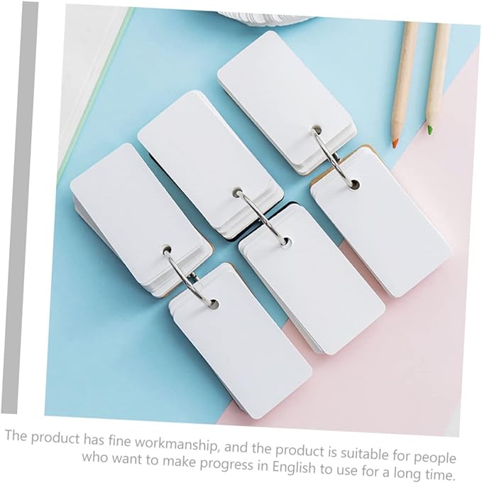 DOITOOL 4pcs Blank Flashcards Notepad with Binder Rings Simple Style Memo Cards for Students Portable Memory Cards for Note Taking and Learning Black Kraft Paper