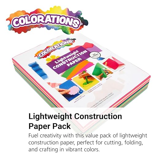Colorations Lightweight Construction Paper, Value Pack, 10 Colors, 300 Sheets with Bonus Stencil, Everyday Use, Classroom Supplies, Daycare Supplies, Pre-School, at Home use