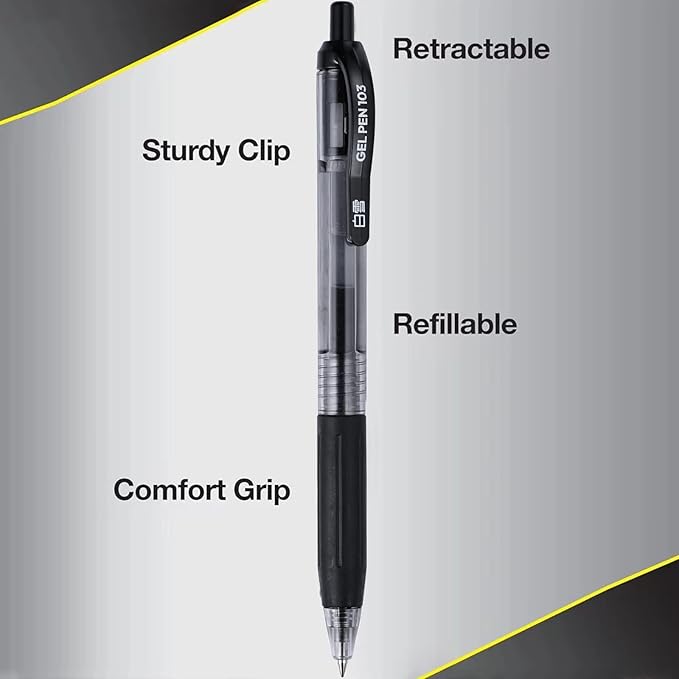 EYEYE G-103 Retractable 0.5mm Gel Pens, 5 Black 3 Blue 2 Red Extra Fine Point Blue Ink Pens Quick Dry, Ballpoint Pen Fine Point Smooth Writing Pens for Office School Supplies