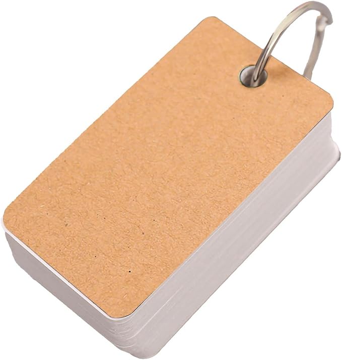 Thick Blank Flashcards Portable Message Note Business Card Index Cards with Linking Ring for Studying Office School Supplies Premium Paper