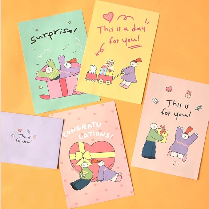 Monolike Olly Molly Birthday Letter Paper and Envelopes Set - 8Type, 32 Letter Paper + 16 Envelopes