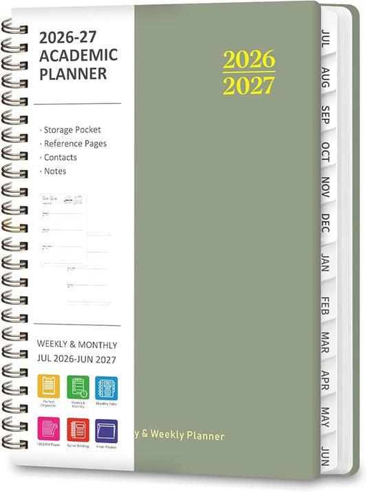 Planner 2026-2027, Academic Weekly and Monthly Calendar Planner, July 2026 - June 2027, Hardcover Planning Agenda Book for Desk Accessories and School Supplies - A5 Size (6.3'' x 8.5'')