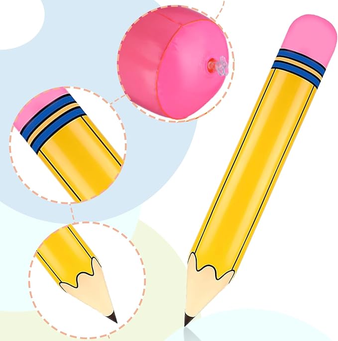 Totelux Giant Pencil Balloons Back to School Decorations 27’’ Inflatable Yellow Pencil Balloons for Classroom Garden Hanging Decor Photo Prop Birthday Party Favor 5PCS