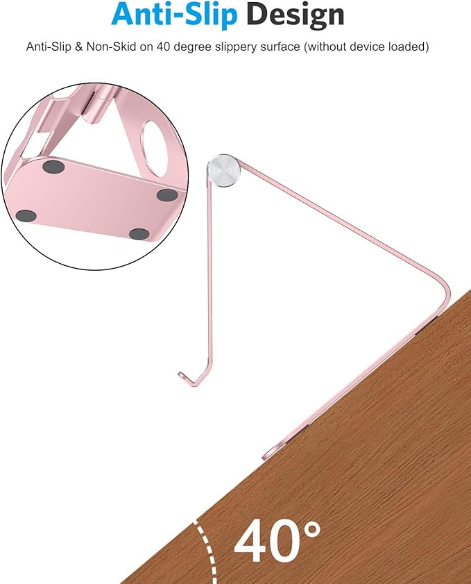 OMOTON Tablet Stand Holder Adjustable, T1 Desktop Aluminum Tablet Dock Cradle Compatible with iPad Air/Mini, iPad 10.2/9.7, iPad Pro 11/12.9, Samsung Tab and More, Rose Gold