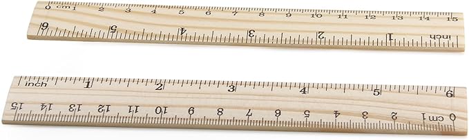 Utoolmart 2 Pcs Wooden Straight Ruler, 15cm / 6-inch Double-Sided Scale Ruler, Measuring Tool for Engineering Office Architect and Drawing