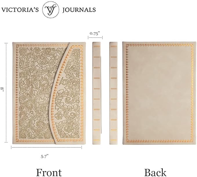 VICTORIA'S JOURNALS Magnet Journal, Carving Vintage Notebook Faux Leather Hard Cover Personal Diary Lined Pages Ribbon Bookmark, 8'' x 5.7''