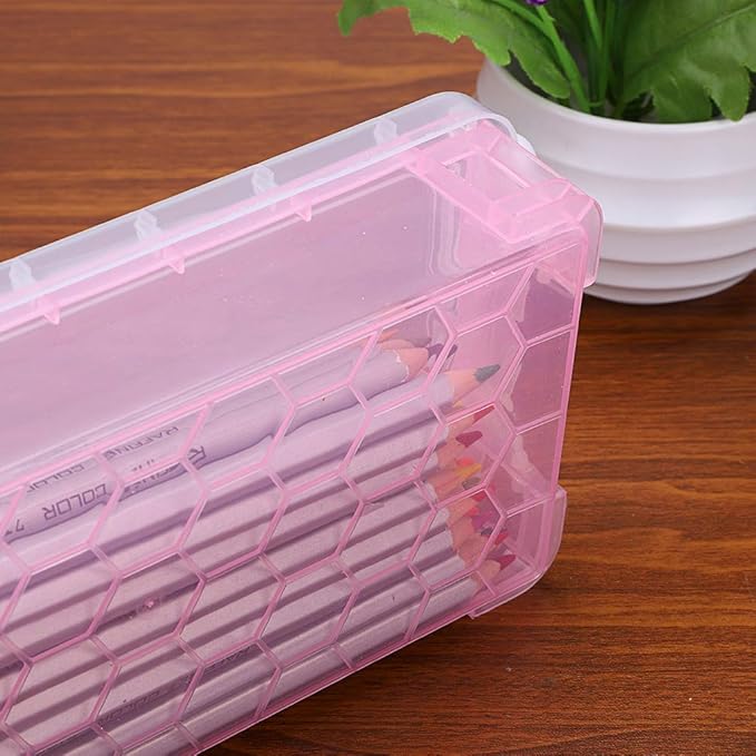 BTSKY Large Capacity Pencil Box, Office Supplies Storage Organizer Box, Brush Painting Pencils Storage Box Watercolor Pen Container Drawing Tools(3 Colors 6 Pack)