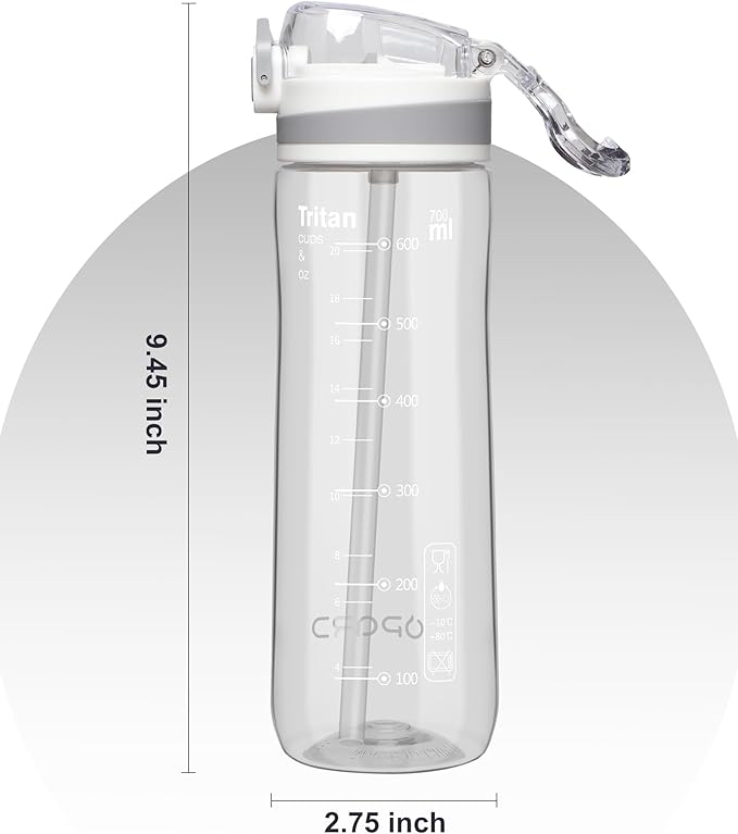 Opard Peak Water Bottle with Straw Cap, BPA-Free, Leak Proof Flip Top Bottle