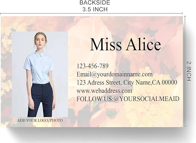Customized Name Cards 500 PCS, Customized Design with Picture Texture All Business Designs cards No Additional Charge (Color-B)