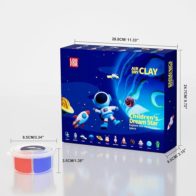 LOUFOR Air Dry Clay Kits - Modeling Clay for Kids, Ultra Light & Soft, Safe & Non-Toxic, DIY Airdryclay Kit with Sculpting Tools and Tutorials, Creatible Art Crafts Toys Gifts for Boys Girls
