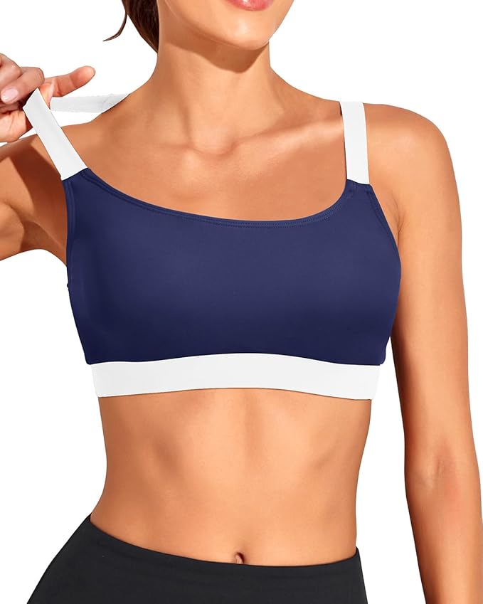 Tempt Me Women Sports Bra Bikini Tops Scoop Neck Bathing Suits Top Padded Swim Crop Tops Only