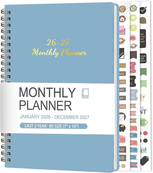 Monthly Planner 2026-2027, 2 Year Calendar 2026-2027 (Jan 2026 - Dec 2027), 7" x 10", 26-27 Monthly Calendar Planner, 24-Month Planning Book for Home School Office Supplies