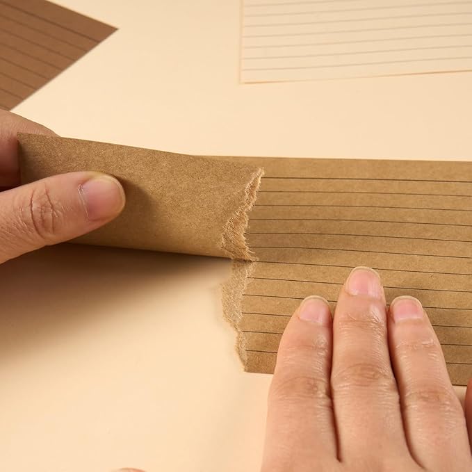 100 Sheets Colored Ruled Note Cards Index Cards, 250 GSM Heavy Flashcards, 5 Colors (5 Brown, 4x6)