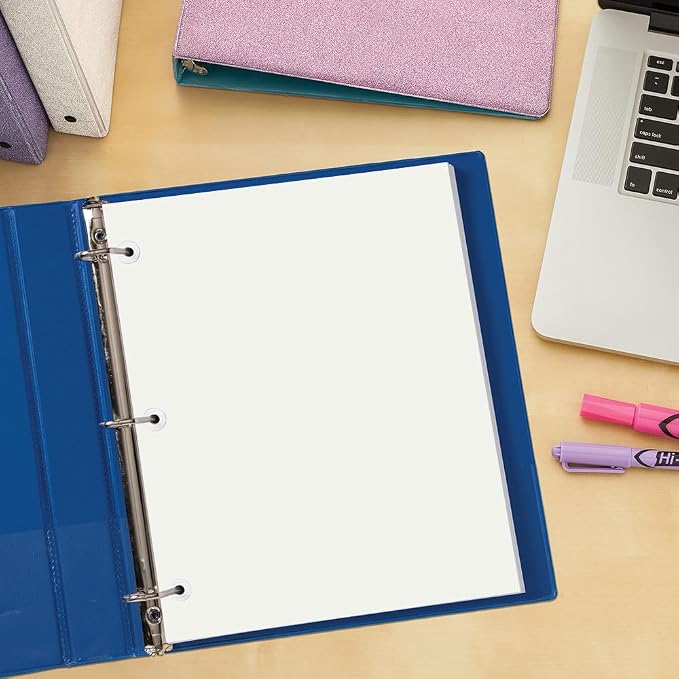 (3-Pack) 3-Hole Punched Blank Paper - 300 Sheets/600 Pages Loose Leaf Papers, 100 GSM, Paper Refills for Large Leather Journal/Filofax Binders, 8" x 10.5"