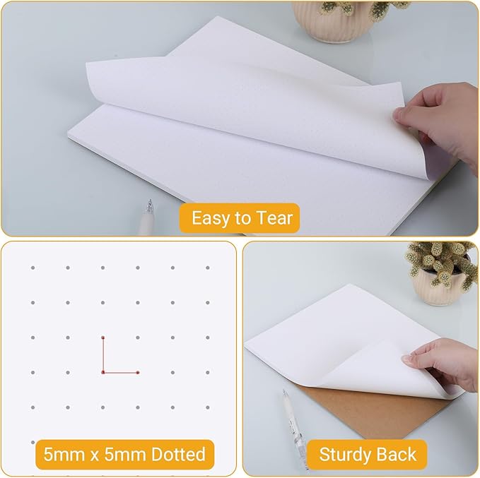 zmybcpack 6 Pack 8.5"X11" Dot Grid Memo Pads, Dot Grid Paper Notepad, Letter Size Dotted Note Pads for Office, School, and Home Use (50 Sheets Each Pads, Double Sided Printed)