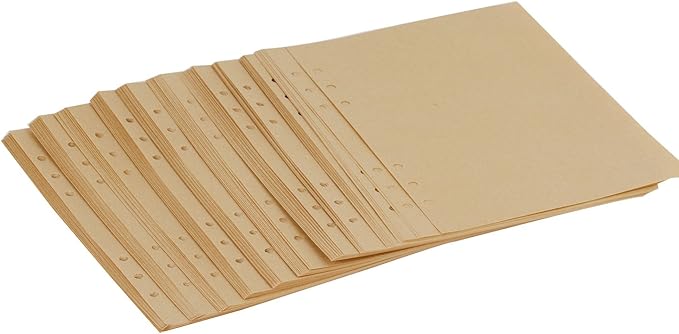 A5 Kraft Refill Paper 6 Hole Punched Filler Paper Refills for A5 Loose Leaf Notebook Travel Journal Personal Diary Planner Binder Scrapbook, 80 Sheet, 160 Page, 5.6 Inches x 8.2 Inches