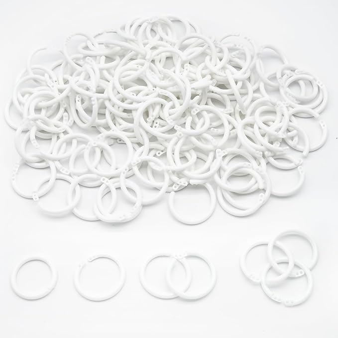 120 Pcs 1.1 Inch Plastic Binder Rings, Loose Leaf Binder Book Rings, Black Index Card Rings Binder Clip Rings for Flash Cards, Key Rings, Index Cards, Paper (28mm, White)