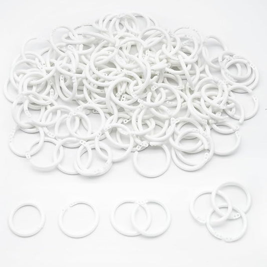 120 Pcs 1.1 Inch Plastic Binder Rings, Loose Leaf Binder Book Rings, Black Index Card Rings Binder Clip Rings for Flash Cards, Key Rings, Index Cards, Paper (28mm, White)