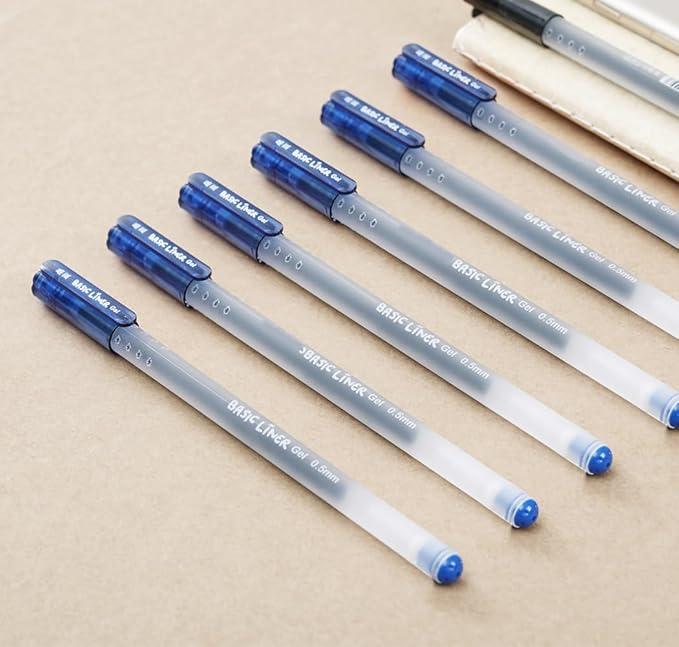czxwyst 8761 Basic Liner Gel Ink Pens 0.5mm Fine Point (Blue Color 12-Pack)