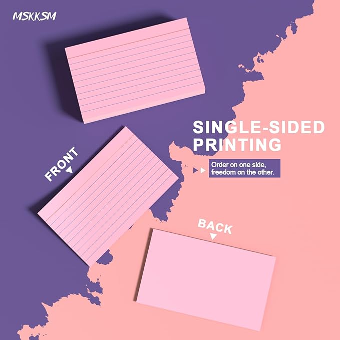 Pink Index Cards 3x5 Inch - 200 Count, Ruled Index Flash Cards for Studying, 180GSM Pink Note Cards 3x5 Lined Index Cards, Flashcards 3 x 5 Notecards Lined College Ruled Study Card for Office, School