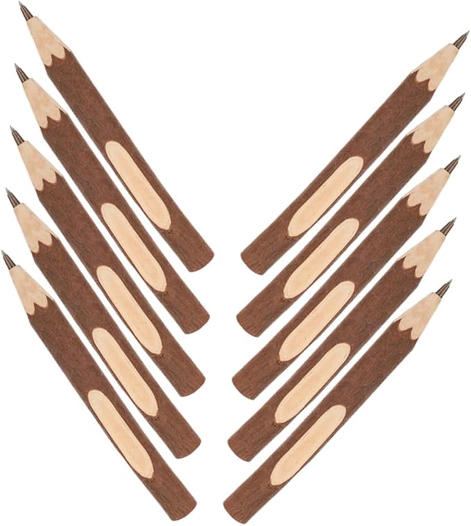 ABOOFAN Natural Wood Ballpoint Pens 13cm, Portable Writing Supplies 10pcs Biodegradable Tree Bark Design, Smooth Fine Point for Office and School Use