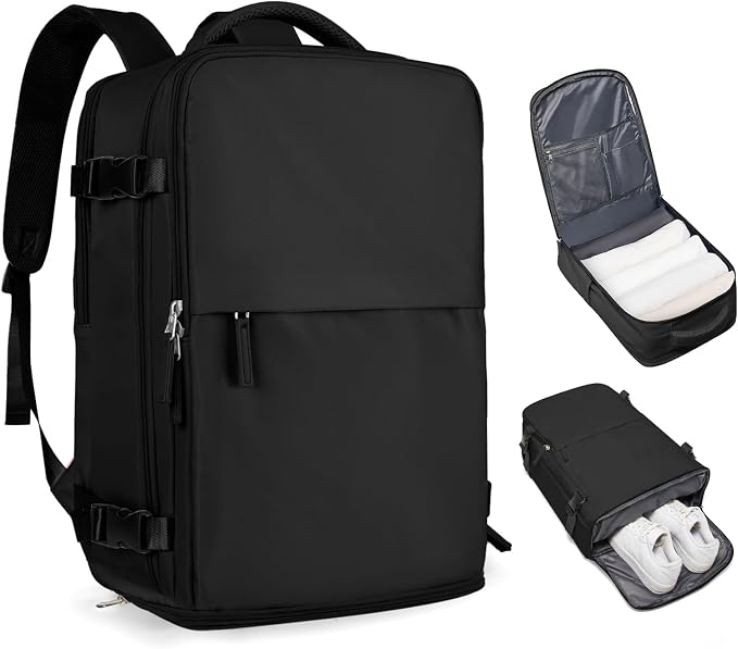 coofay Travel Backpack For Women Airline Approved Carry On Waterproof Sports Luggage Casual Daypack Small Hiking Backpack Black