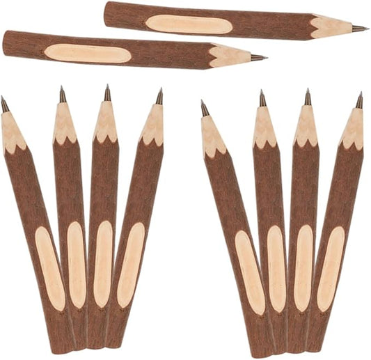 SUPVOX Wooden Ballpoint Pens 17cm Tree Bark Small Ballpoint Pens Biodegradable Natural Wood Writing Accessory 10pcs for Office and School Use