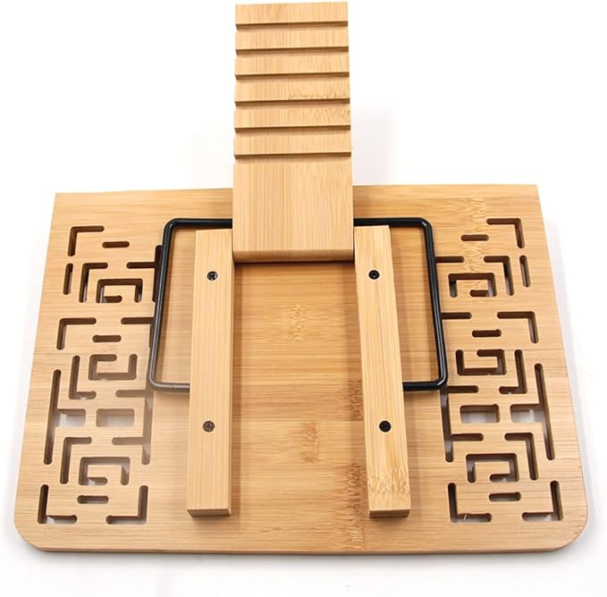 Foldable Bamboo Wood Book Stand Desktop Reading Holder Cookbook Stand Portable Laptop Table