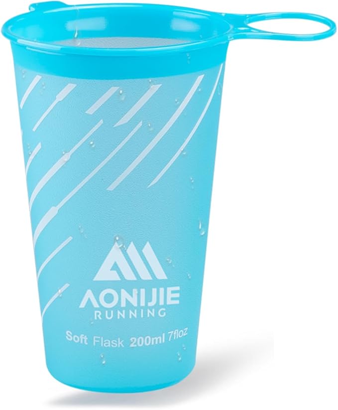 AONIJIE Collapsible Cup 200ml – Foldable Hiking Cup, Ultra Portable Soft Cup for Trail Running, Camping & Travel, Silicone Water Cup for Outdoor Hydration - Sea Blue