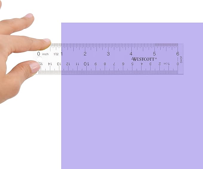 Westcott 10561 Acrylic Clear Ruler, 6 in (Pack of 5)