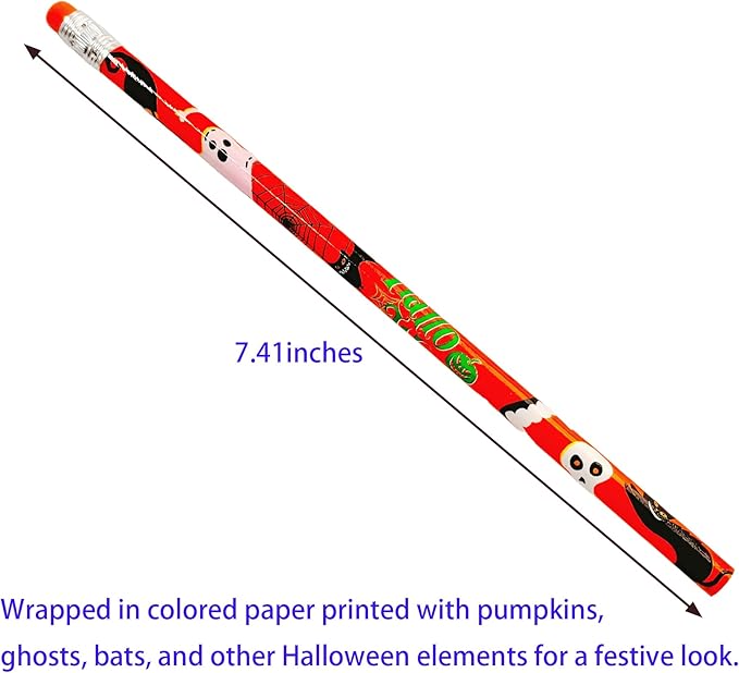 72PCS Corlorful Halloween Wooden cased Pencils for Kids with Erasers, Wood Wedding Golf Pencils for School,Drawing,Gift (Halloween, 72)