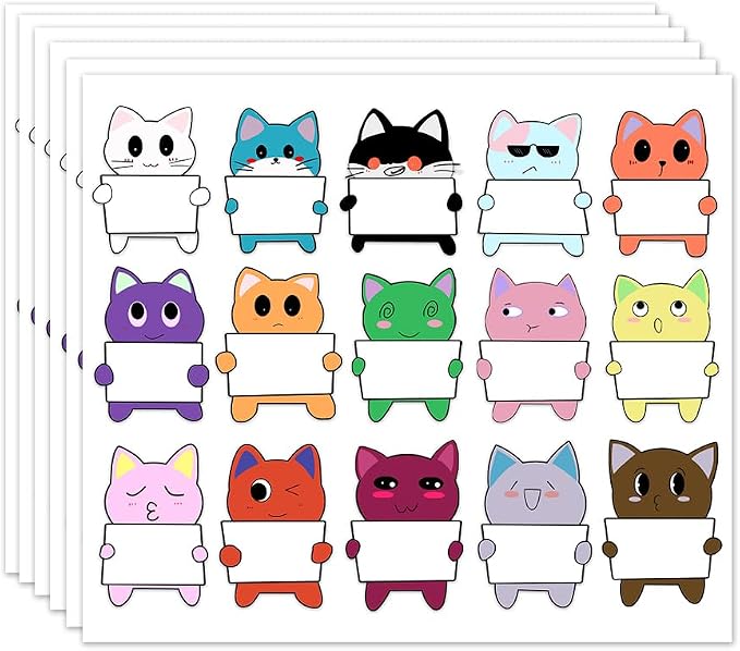 Name Label for Kids, Cat Name Tags Stickers for Classroom Hello My Name is Cute Personalized to Design Water Bottle, Lunch Box, Laptop, School Supplies, Camping, Cup, by HHSSALIN (90)