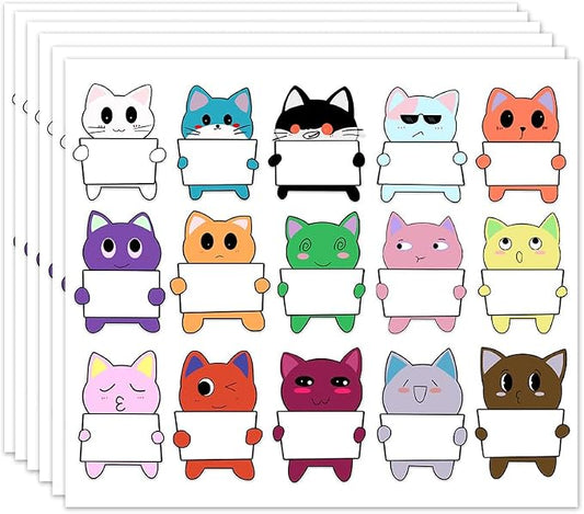 Name Label for Kids, Cat Name Tags Stickers for Classroom Hello My Name is Cute Personalized to Design Water Bottle, Lunch Box, Laptop, School Supplies, Camping, Cup, by HHSSALIN (90)